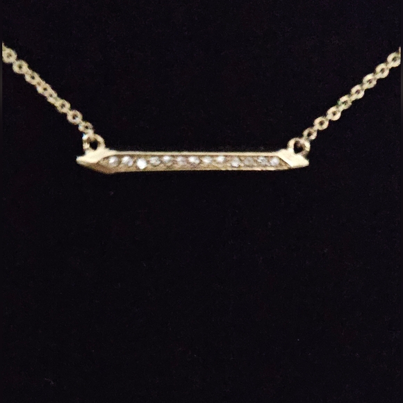 Stella & Dot Gold Bar Choker Necklace with Rhinestones | Minimalist Layering Jew - Picture 2 of 3